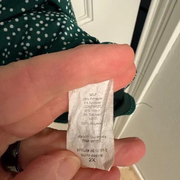 Gilli Green Polka Dot Faux Wrap Dress.  Size 2X - Picture 4 of 4